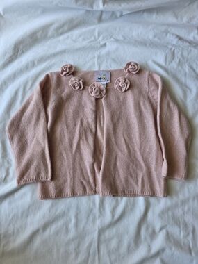 Portolano Pink Rose-Appliqué Knit Cardigan